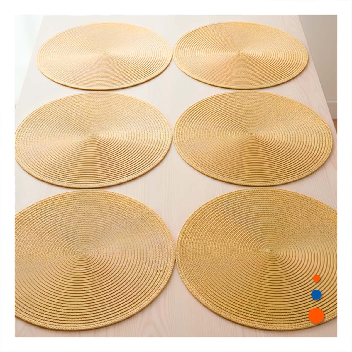 PACK6 CUBIERTA CIRCULAR PARA COMEDOR CON COLOR DORADO PAJITA BRILLOSO Y+PAPEL REGALO - 5