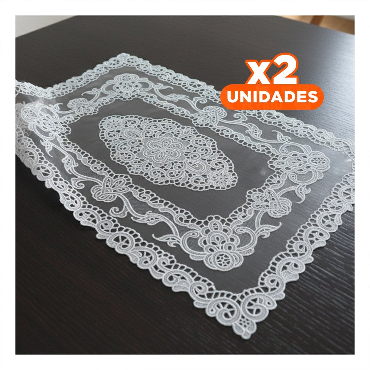 PACK2 MANTEL SOFISTICADO PLATEADO CON ENCAJE FLORAL PARA MESA NAVIDENA Y+REGALO STICKER - 1