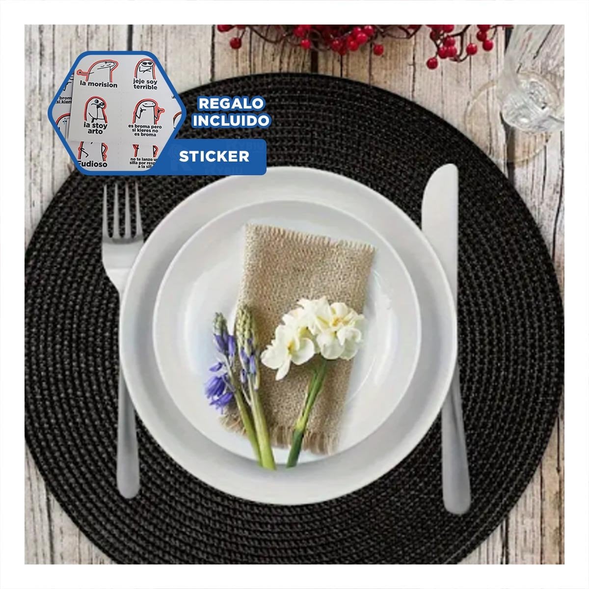 BASE TEXTIL CIRCULAR BOHO NEGRO ESTILO BOHO YREGALO STICKER - 1