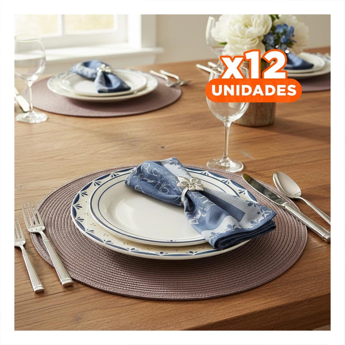 PACK12 PROTECTOR DE MESA CIRCULAR BOHO MORADO ESTILO NATURAL - 1