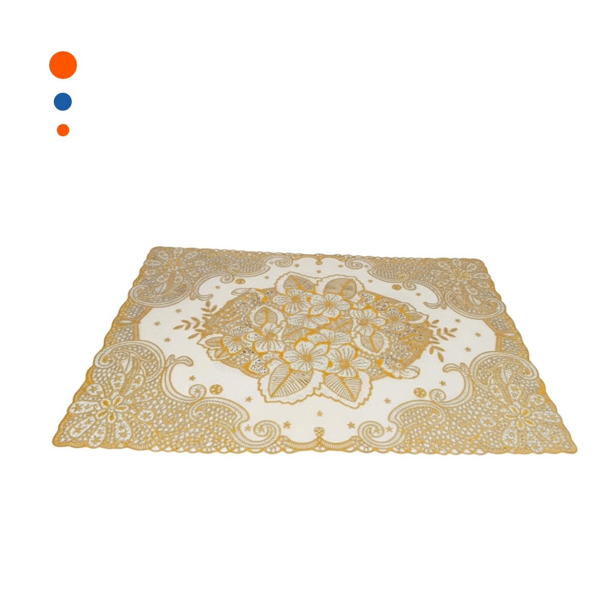 TAPETE MODERNO DORADO CON DISEÑO DE ENCAJE PARA CASA FESTIVA Y+PAPEL REGALO - 1