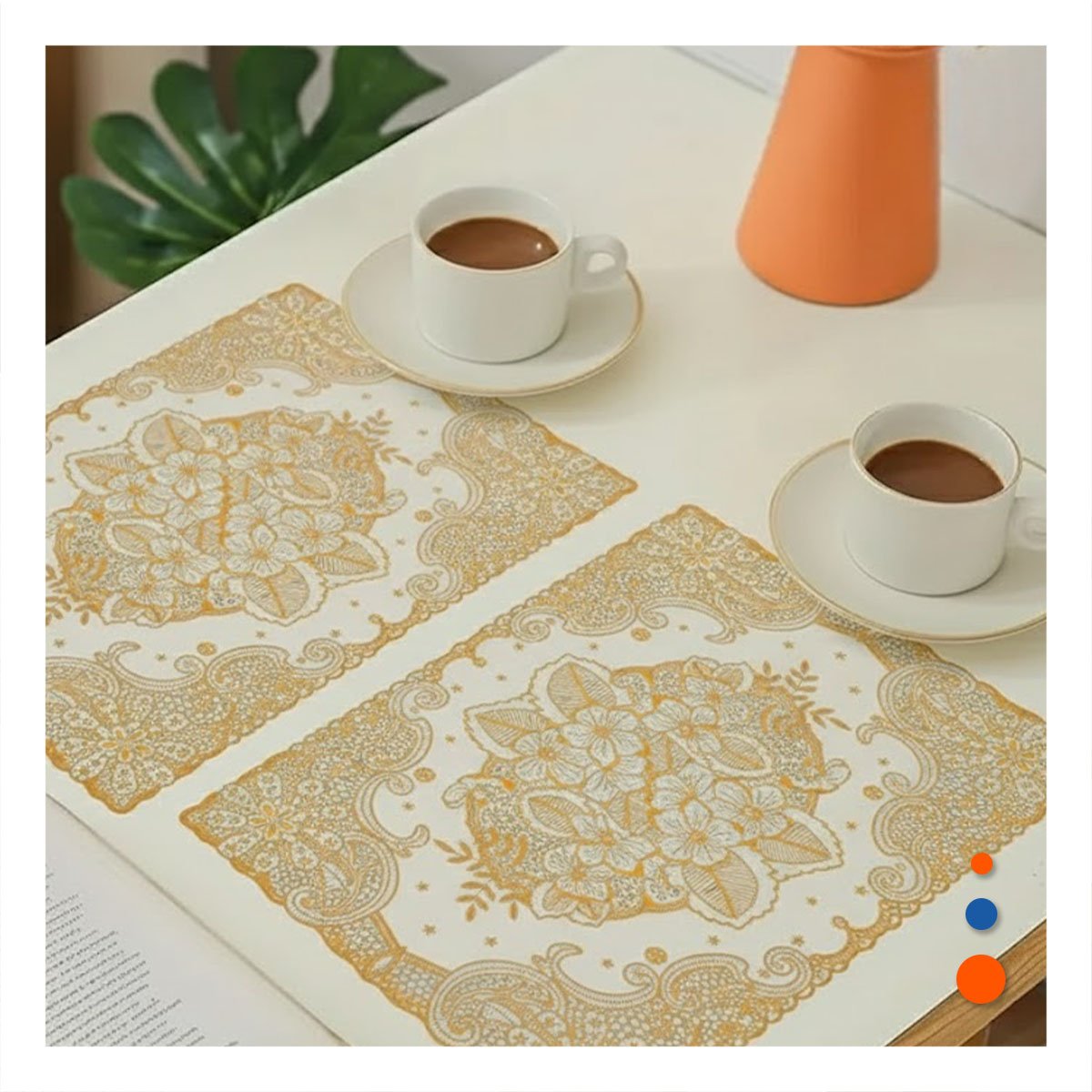 TAPETE MODERNO DORADO CON DISEÑO DE ENCAJE PARA CASA FESTIVA Y+PAPEL REGALO - 2