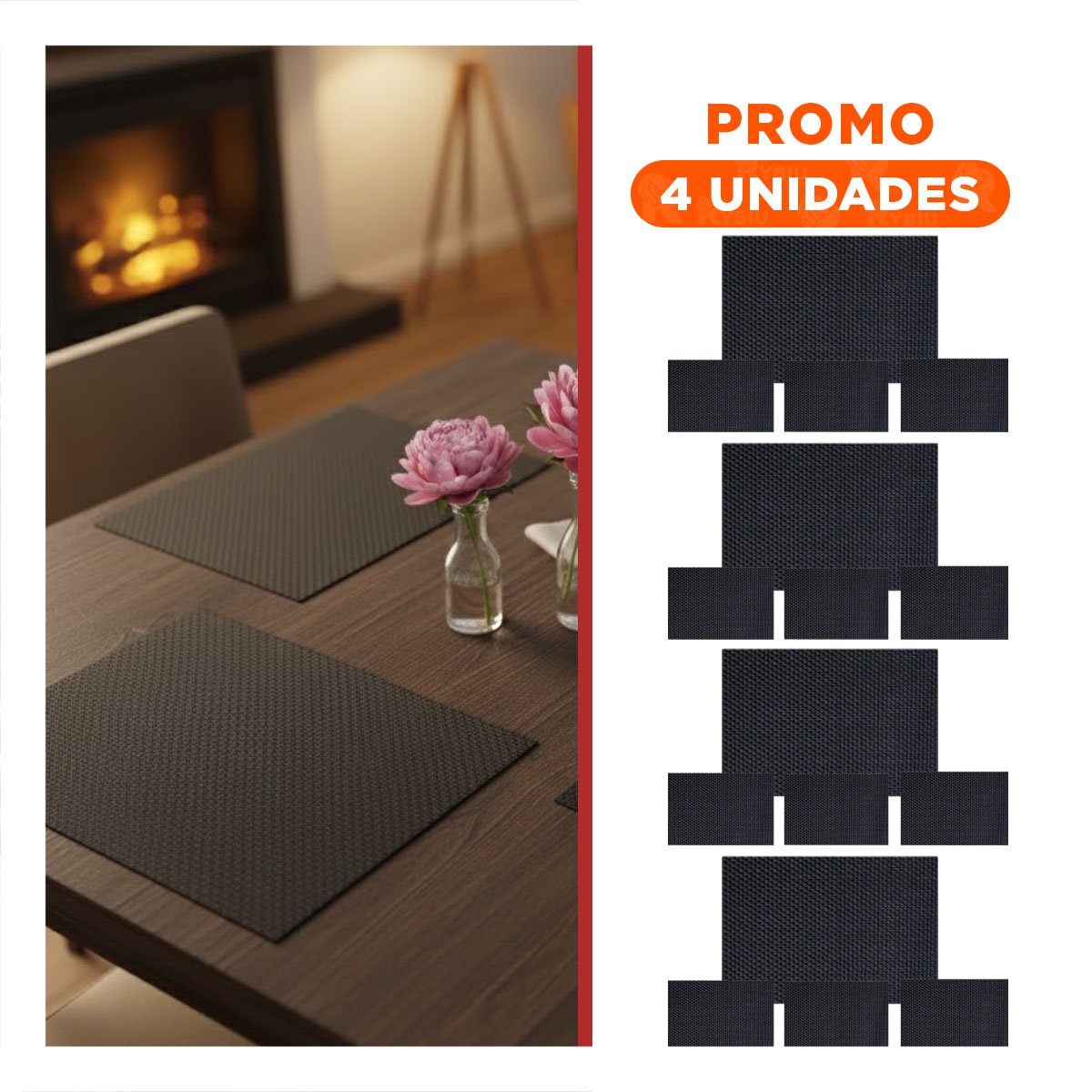 PACK4 ALTERNATIVA DECORATIVA DE MESA RECTANGULAR 4 PIEZAS PARA HOGAR Y+REGALO STICKER - 1