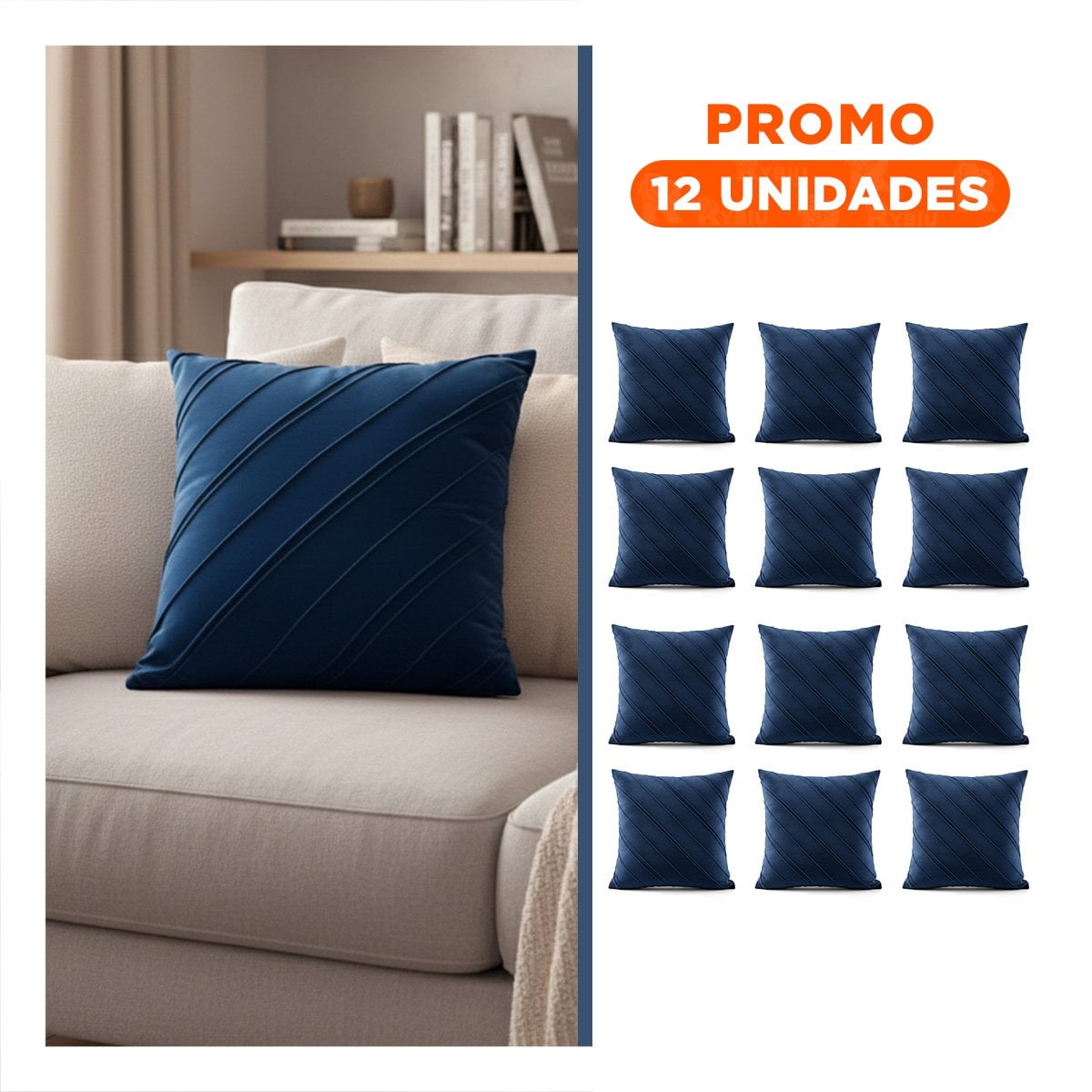 PACK12 FORRO CON SUPERFICIE DE TERCIOPELO Y EXPRESION DIAGONAL EN AZUL Y+REGALO STICKER - 1