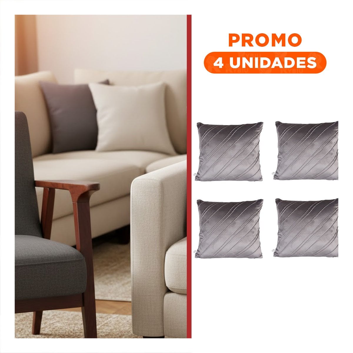 PACK4 PROTECTOR PENSADA PARA ALMOHADA CON PATRON DIAGONAL Y SUPERFICIE ROJA Y+REGALO STICKER - 1