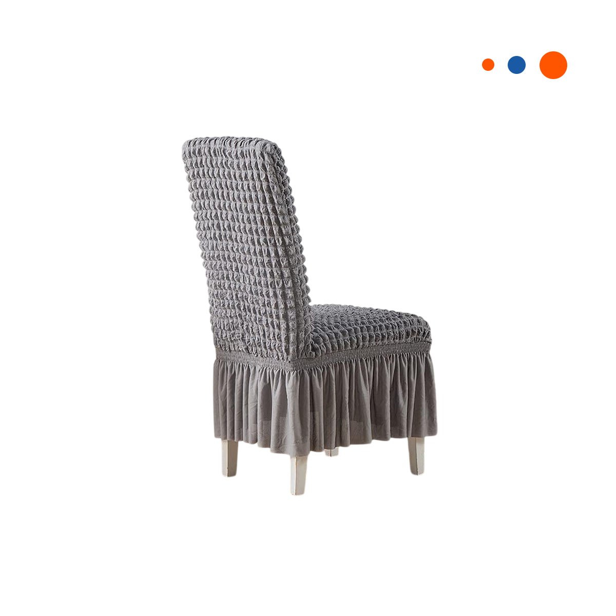 CUBIERTA ELASTICA COLOR PLOMO PARA SILLA CON RELIEVE GEOMETRICO CUADRADO Y+REGALO STICKER - 3