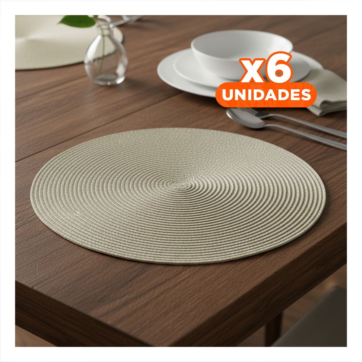 PACK6 PROTECTOR CIRCULAR BOHO BEIGE OSCURO PARA DECORACION DE MESA YREGALO STICKER - 1