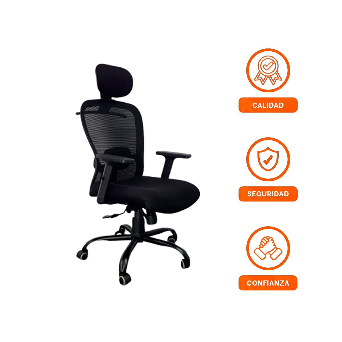 SILLON GIRATORIO DE OFICINA PARA ESCRITORIO Y USO PROLONGADO NEGRO - 3