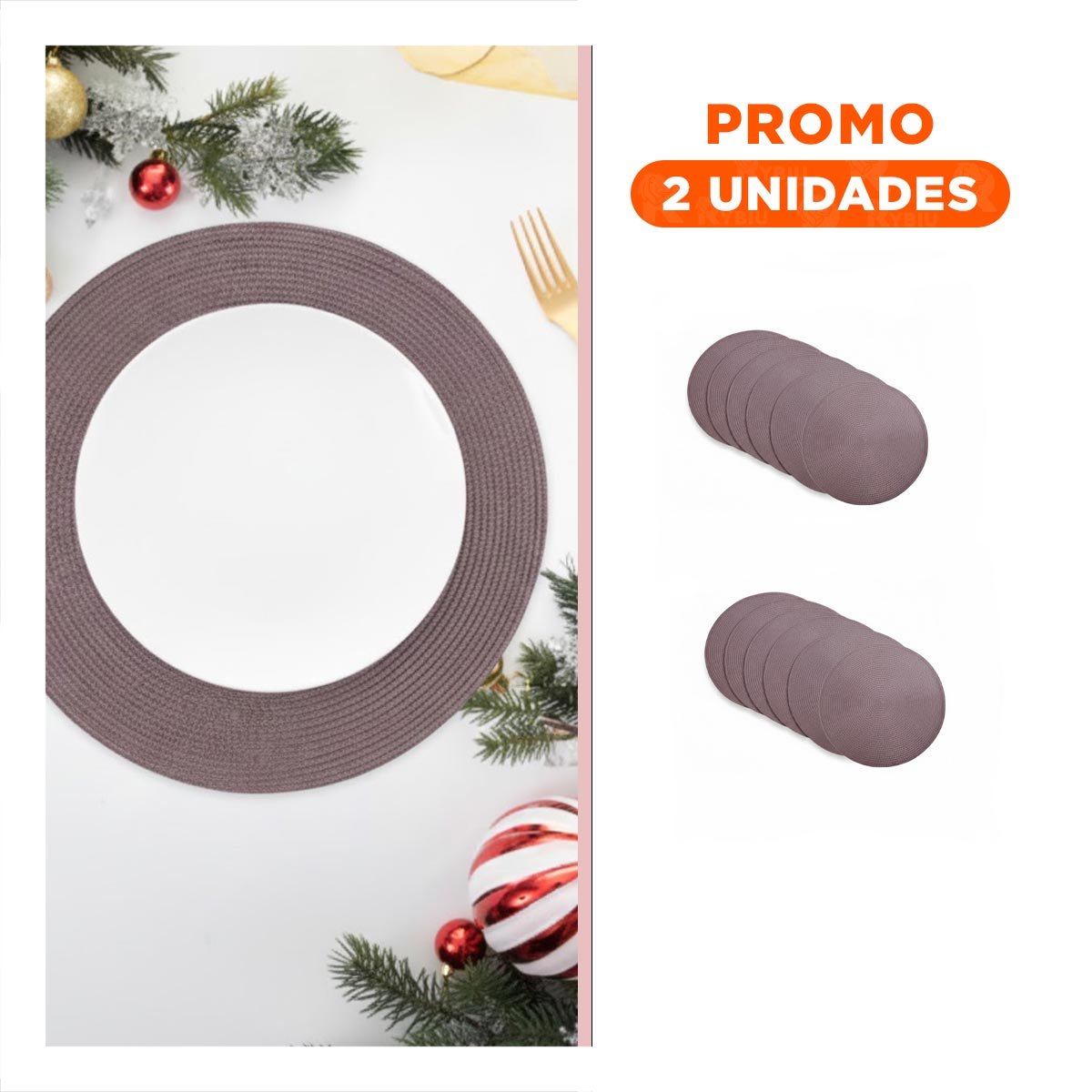 PACK2 SALVAMANTEL DECORATIVO CIRCULAR BOHO MORADO ESTILO NATURAL - 1