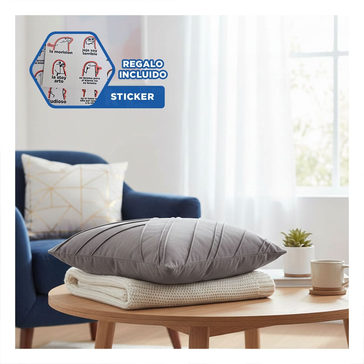 CUBIERTA DECORATIVA DE TERCIOPELO PLOMO OSCURO QUE INTEGRA RAYAS DIAGONALES Y+REGALO STICKER - 1