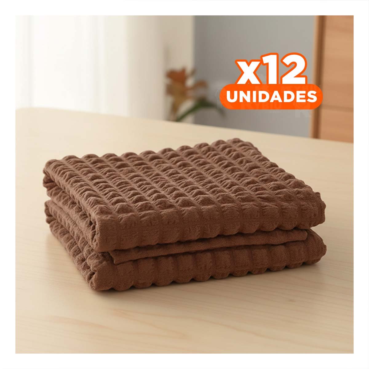 PACK12 FORRO DE SILLA COLOR MARRON CON PATRON DE BURBUJAS ELASTICA - 1
