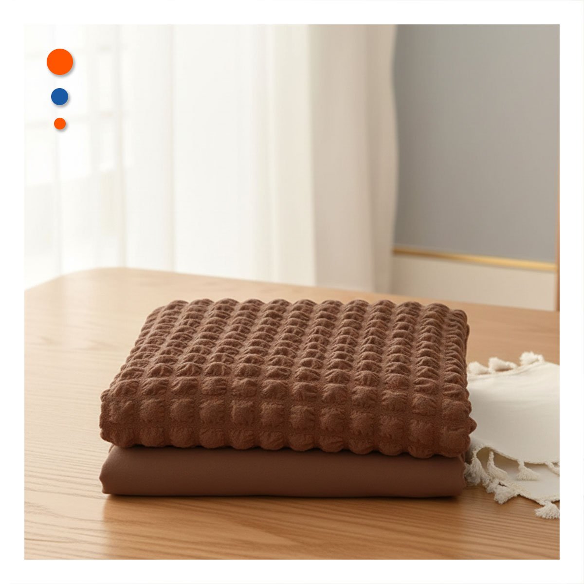 PACK12 FORRO DE SILLA COLOR MARRON CON PATRON DE BURBUJAS ELASTICA - 5
