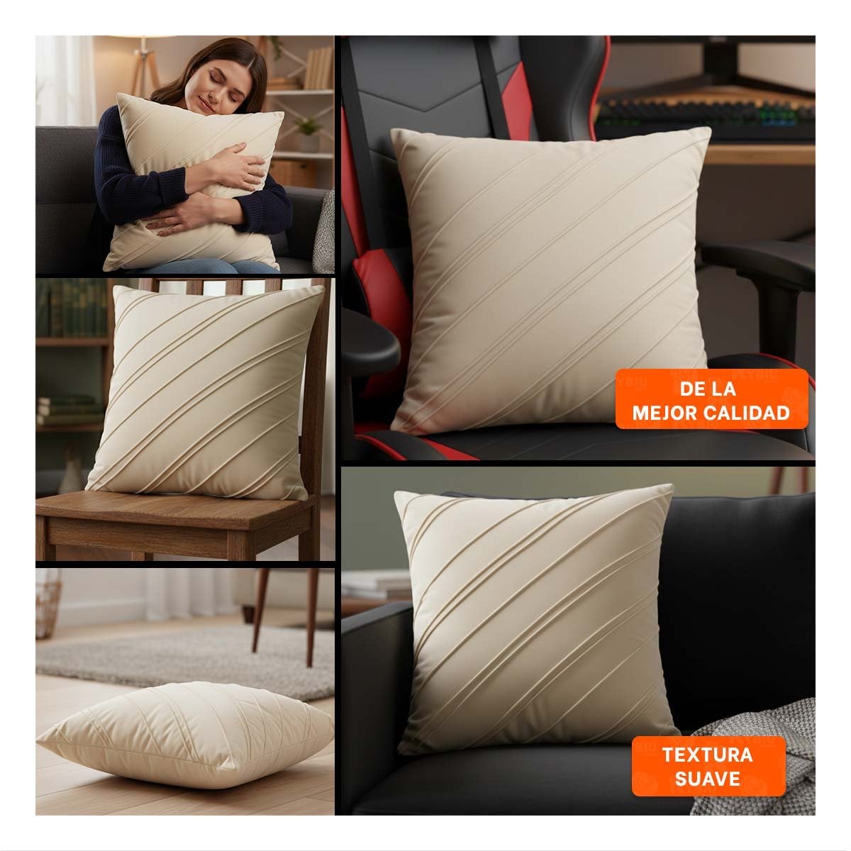 CUBIERTA PENSADA PARA ALMOHADA CON SUPERFICIE DE TERCIOPELO Y TONO CREMA Y+POST IT - 1