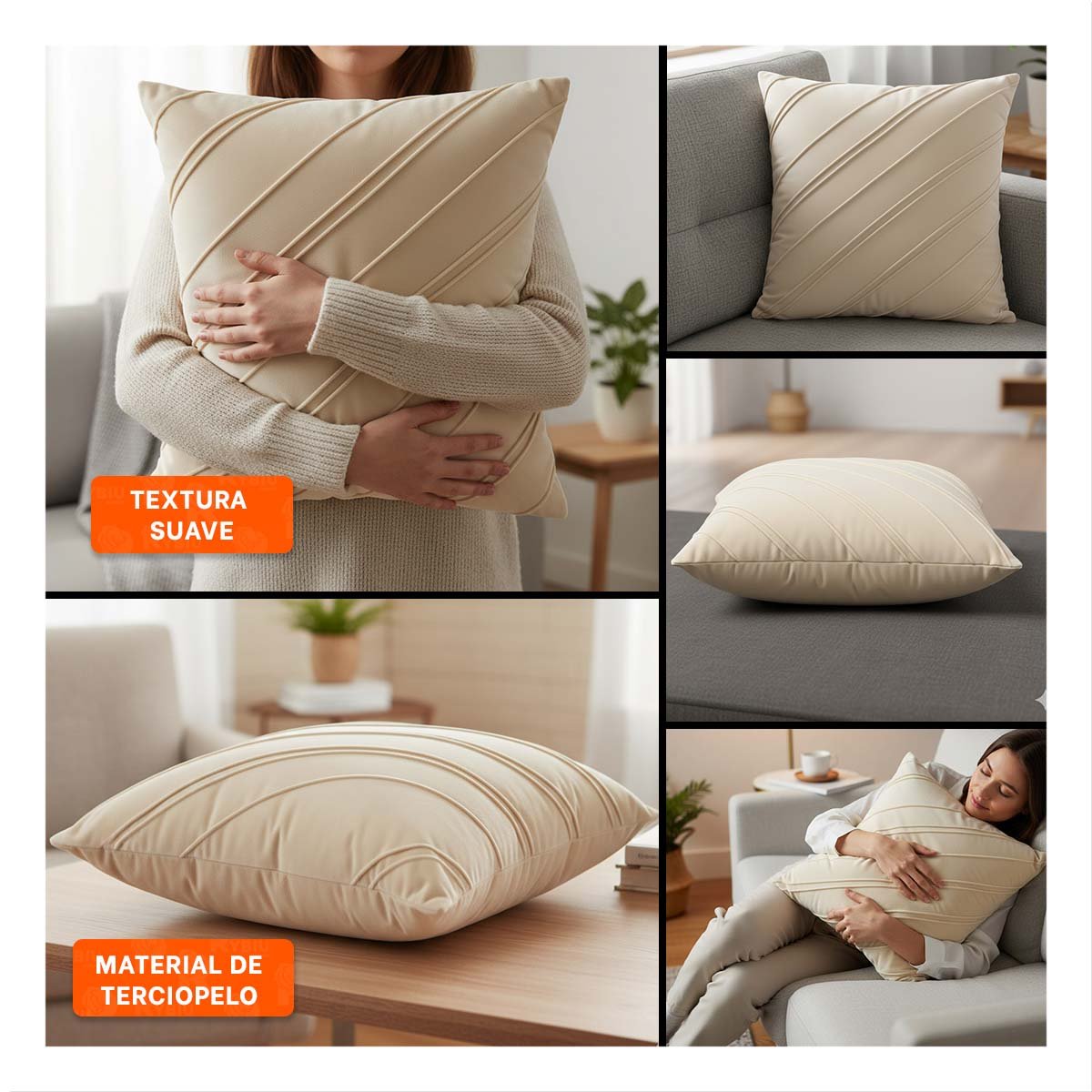 CUBIERTA PENSADA PARA ALMOHADA CON SUPERFICIE DE TERCIOPELO Y TONO CREMA Y+POST IT - 5