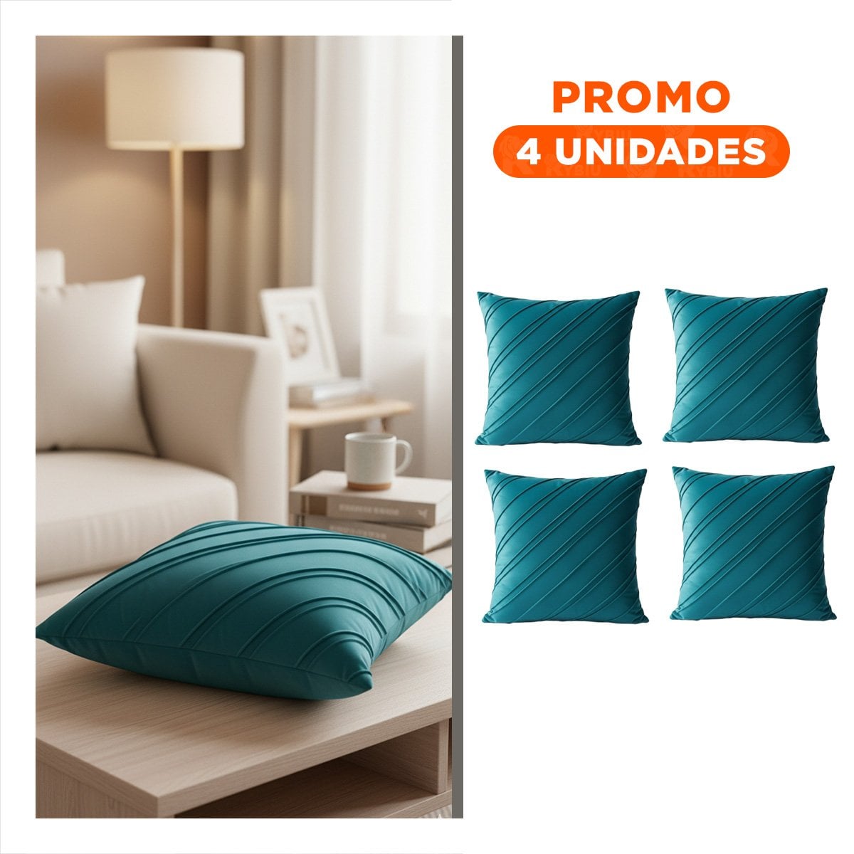 PACK4 PROTECTOR PENSADA PARA ALMOHADA CON PATRON DIAGONAL Y SUPERFICIE ROJA Y+REGALO STICKER - 1