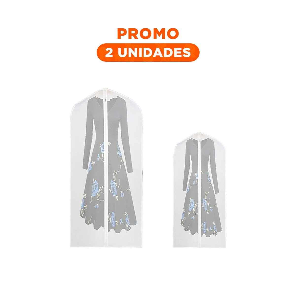 PACK2 FORRO ORGANIZADOR DE ROPA 60X140CM BLANCO TRANSPARENTE USO DIARIO - 1