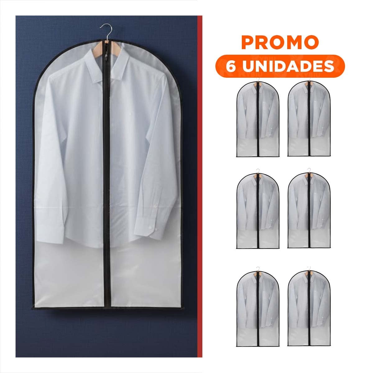 PACK6 BOLSA PORTATRAJE DE PLASTICO RESISTENTE EN CLOSET 60CMX80CM BLANCO - 1