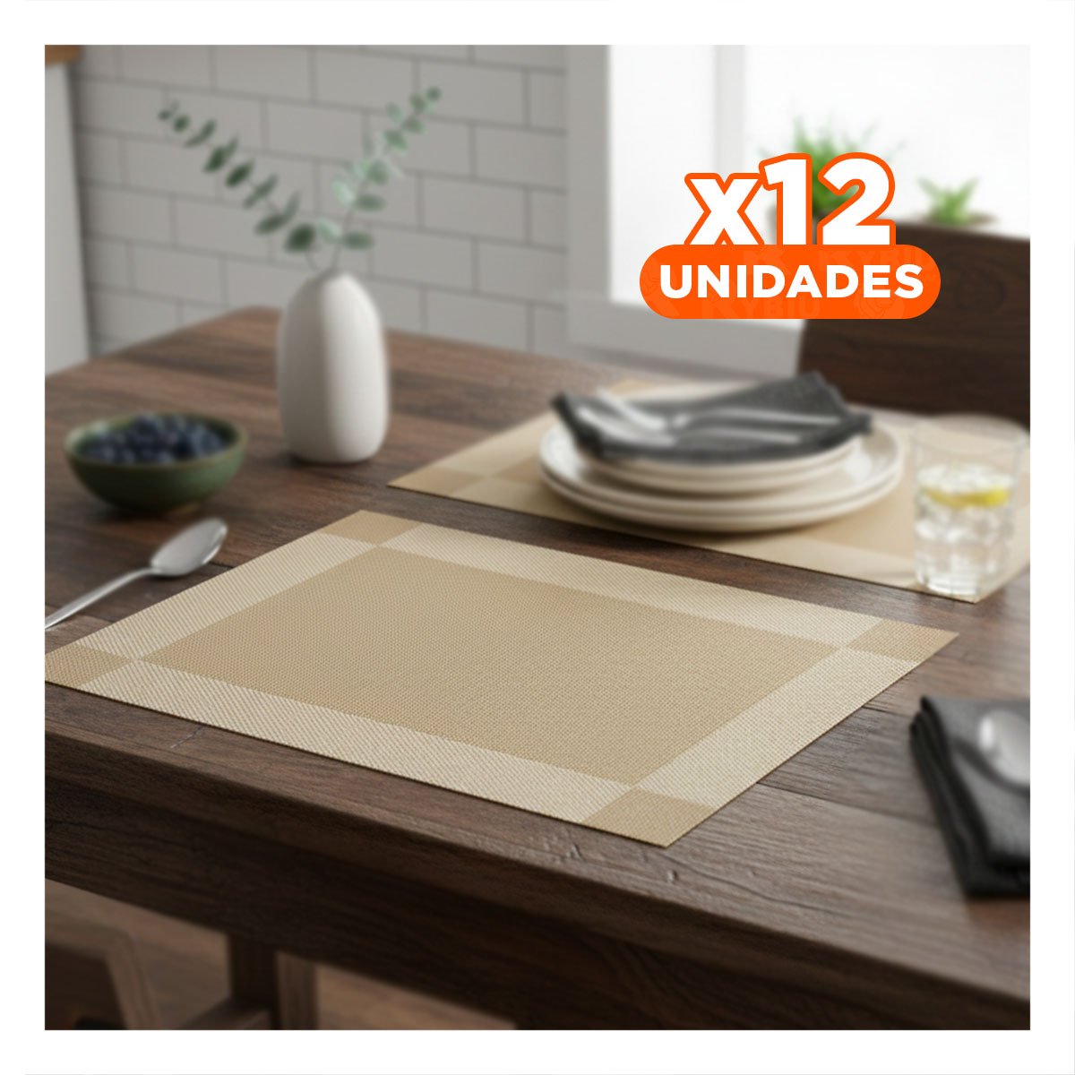PACK12 COMPLEMENTO ESTETICO DORADO RECTANGULAR 30X45 CM PARA MESA DE COMEDOR - 1