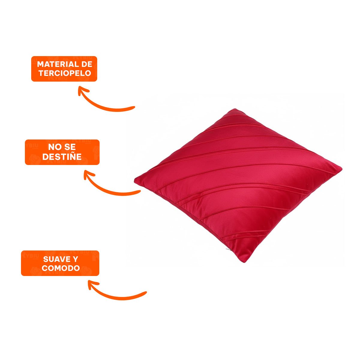 CUBIERTA DE USO DIARIO PARA ALMOHADA CON PATRON DIAGONAL Y TERCIOPELO ROJO Y+LIGAS REGALO - 3