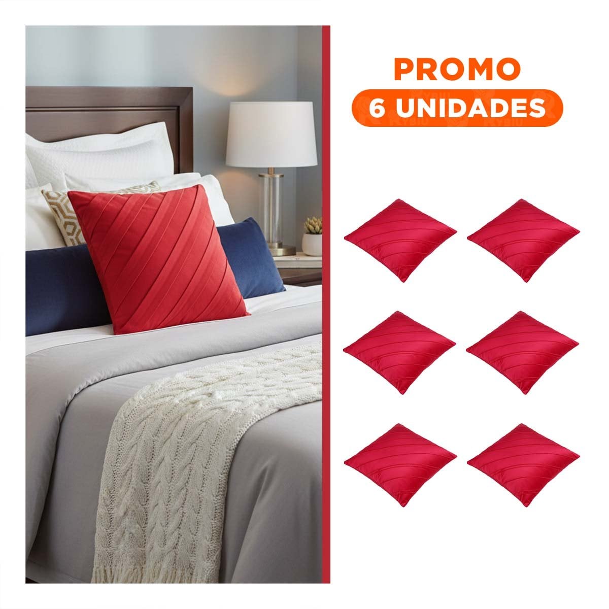 PACK6 CAPA DE TERCIOPELO ROJO QUE INTEGRA DIAGONALES CON FLUIDEZ VISUAL DE 45CM - 1