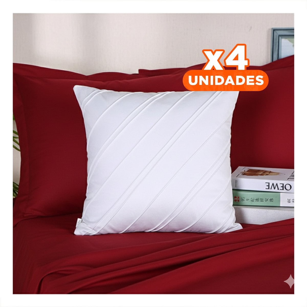 PACK4 FUNDITA DE COJIN TERCIOPELO RAYAS DIAGONALES BLANCO 45CM COMODO Y ACOGEDOR - 1