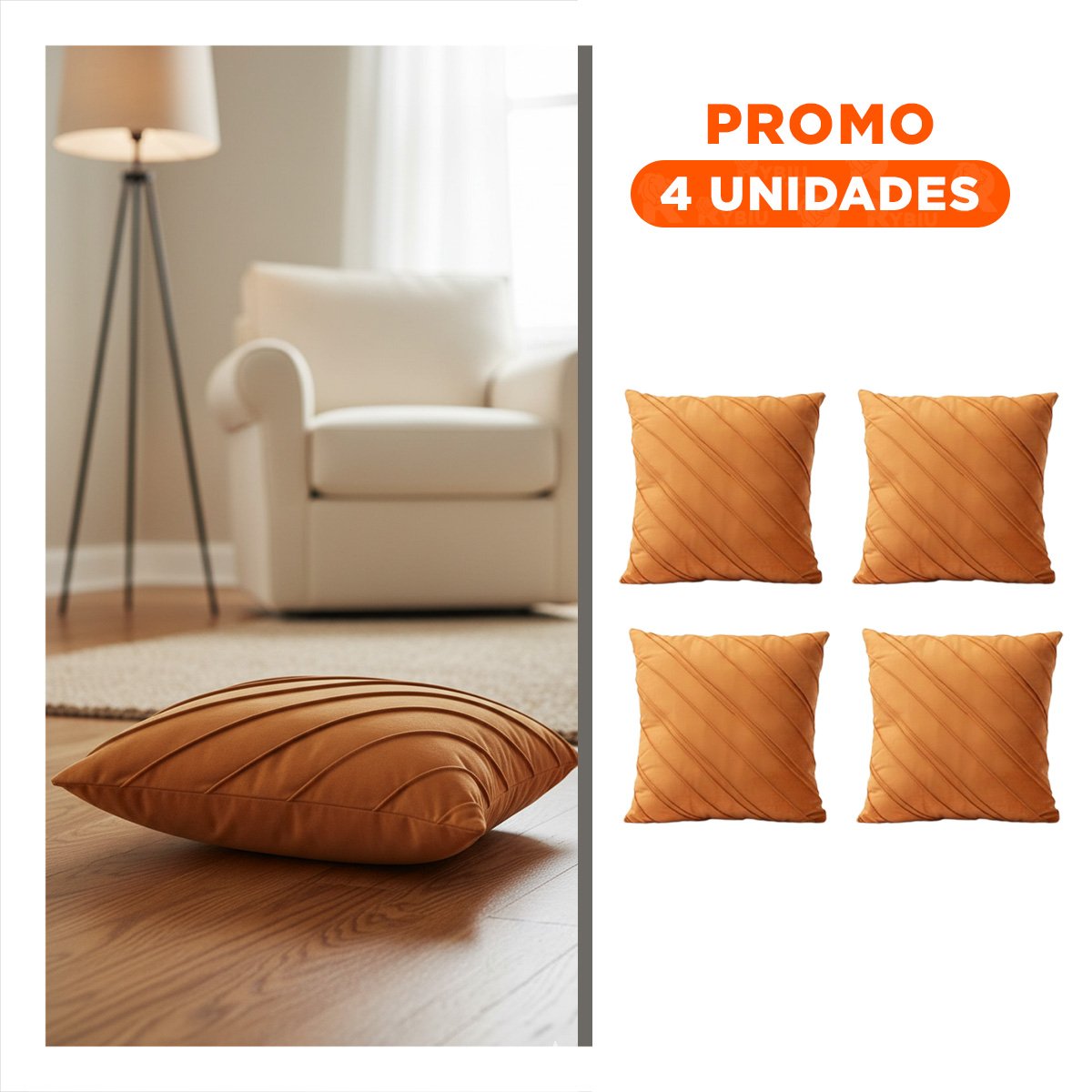 PACK4 CAPA PENSADA PARA ALMOHADA CON PATRON DIAGONAL Y SUPERFICIE ROJA Y+REGALO STICKER - 1