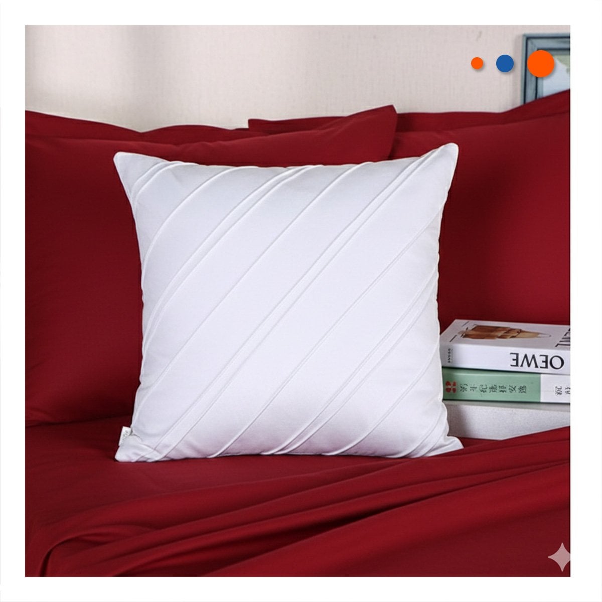 ALMOHADON ELEGANTE TERCIOPELO RAYAS DIAGONALES BLANCO 45CM COMODO Y MODERNO - 2