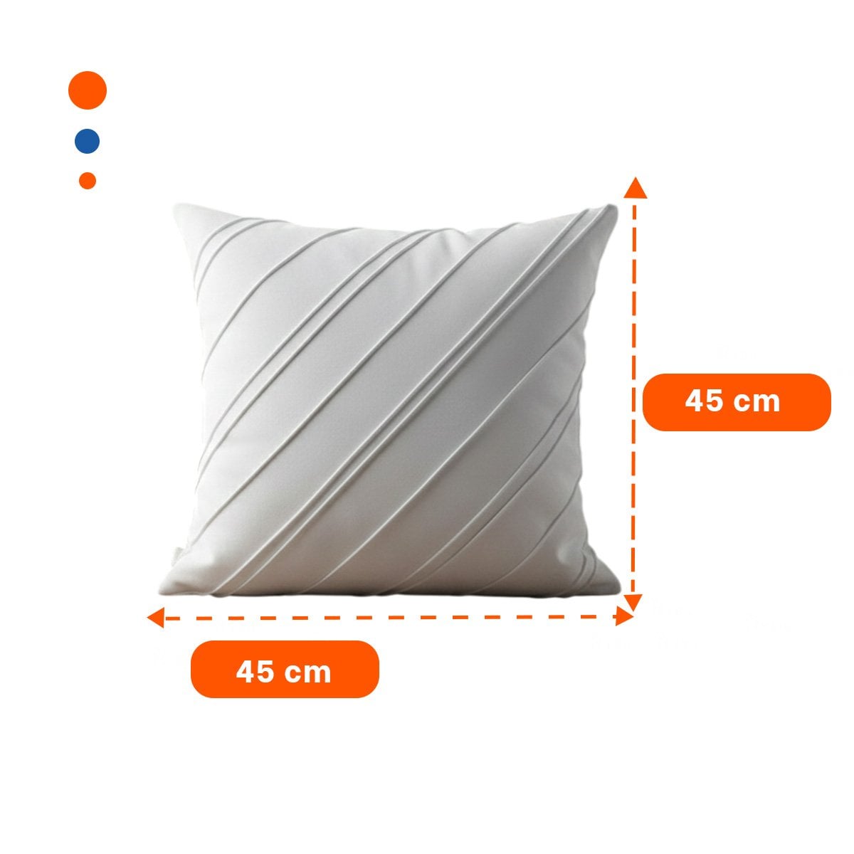 ALMOHADON ELEGANTE TERCIOPELO RAYAS DIAGONALES BLANCO 45CM COMODO Y MODERNO - 4