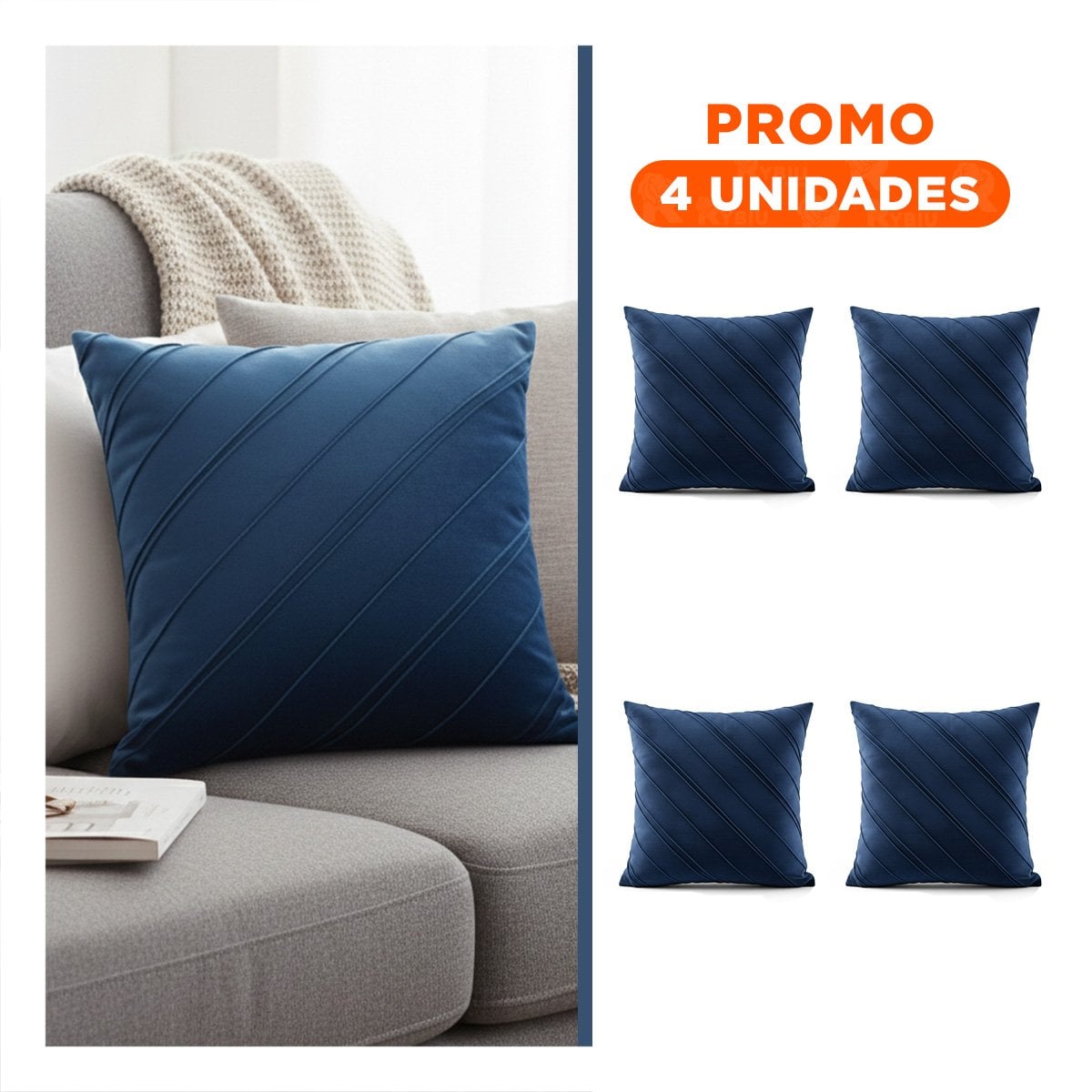 PACK4 CAPA PENSADA PARA ALMOHADA CON PATRON DIAGONAL Y SUPERFICIE ROJA Y+REGALO STICKER - 1