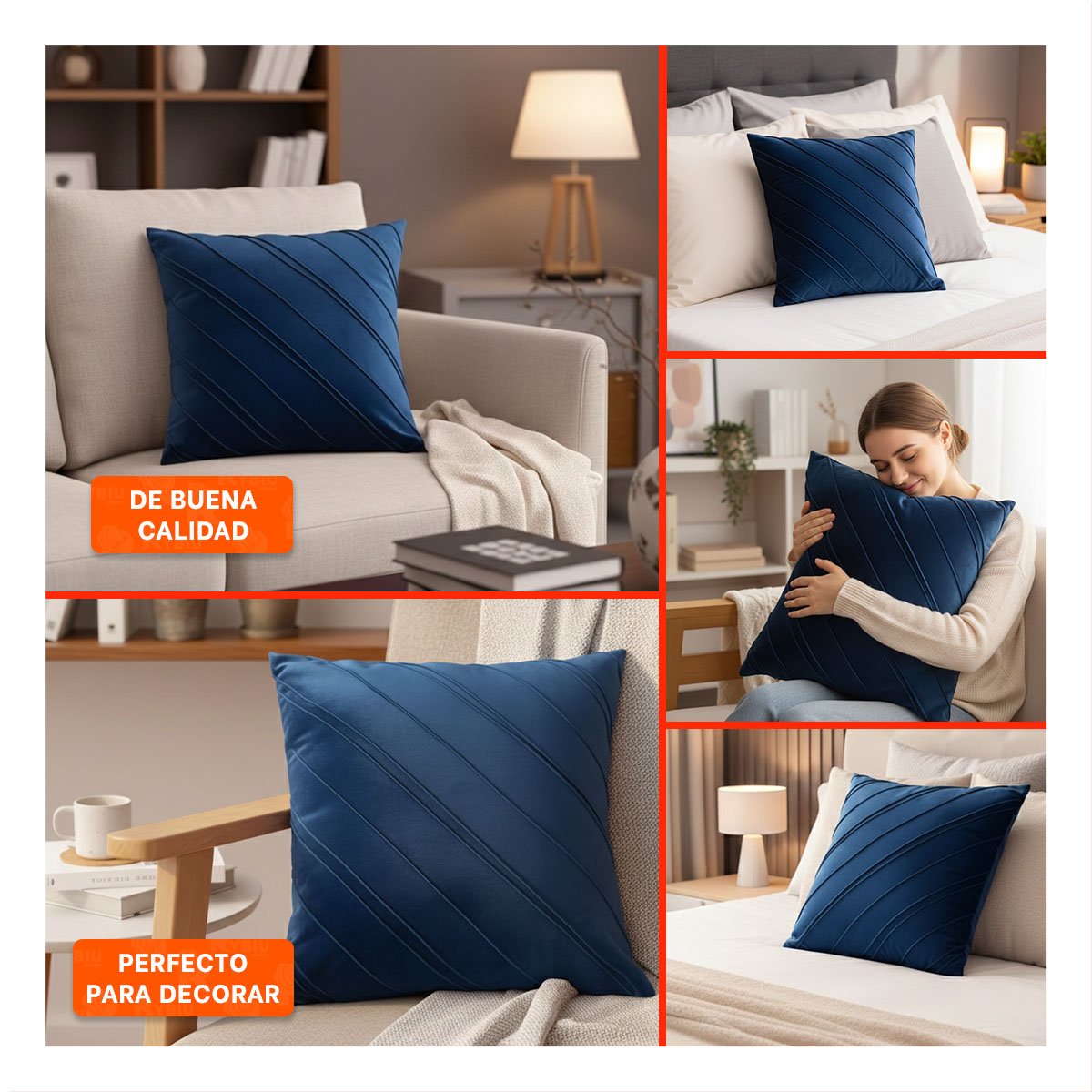 PACK4 CAPA PENSADA PARA ALMOHADA CON PATRON DIAGONAL Y SUPERFICIE ROJA Y+REGALO STICKER - 2