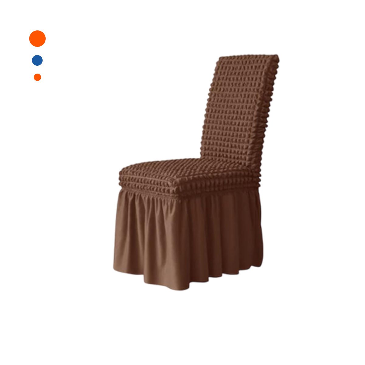 PACK2 FUNDA PARA SILLA CON PATRON CUADRADO ELASTICA EN COLOR MARRON Y+REGALO STICKER - 2
