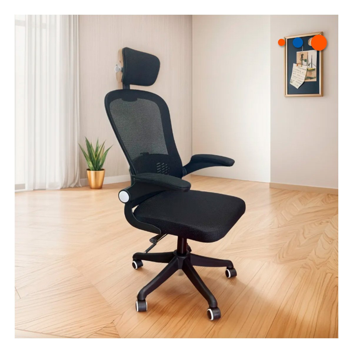 PACK2 SILLA DE ESCRITORIO DE OFICINA CON ESTILO FUNCIONAL Y USO PROLONGADO NEGRO Y+PAPEL REGALO - 2