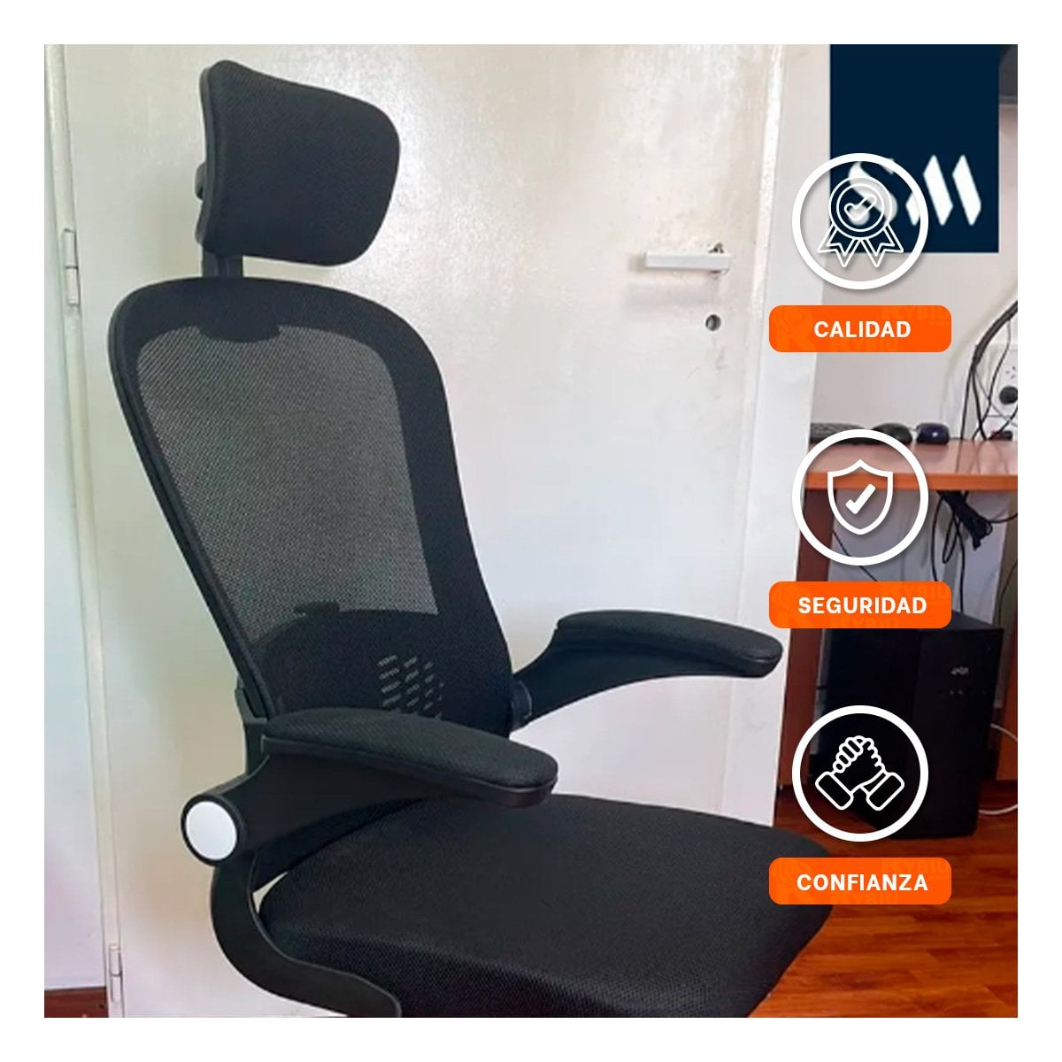 PACK2 SILLA DE ESCRITORIO DE OFICINA CON ESTILO FUNCIONAL Y USO PROLONGADO NEGRO Y+PAPEL REGALO - 5