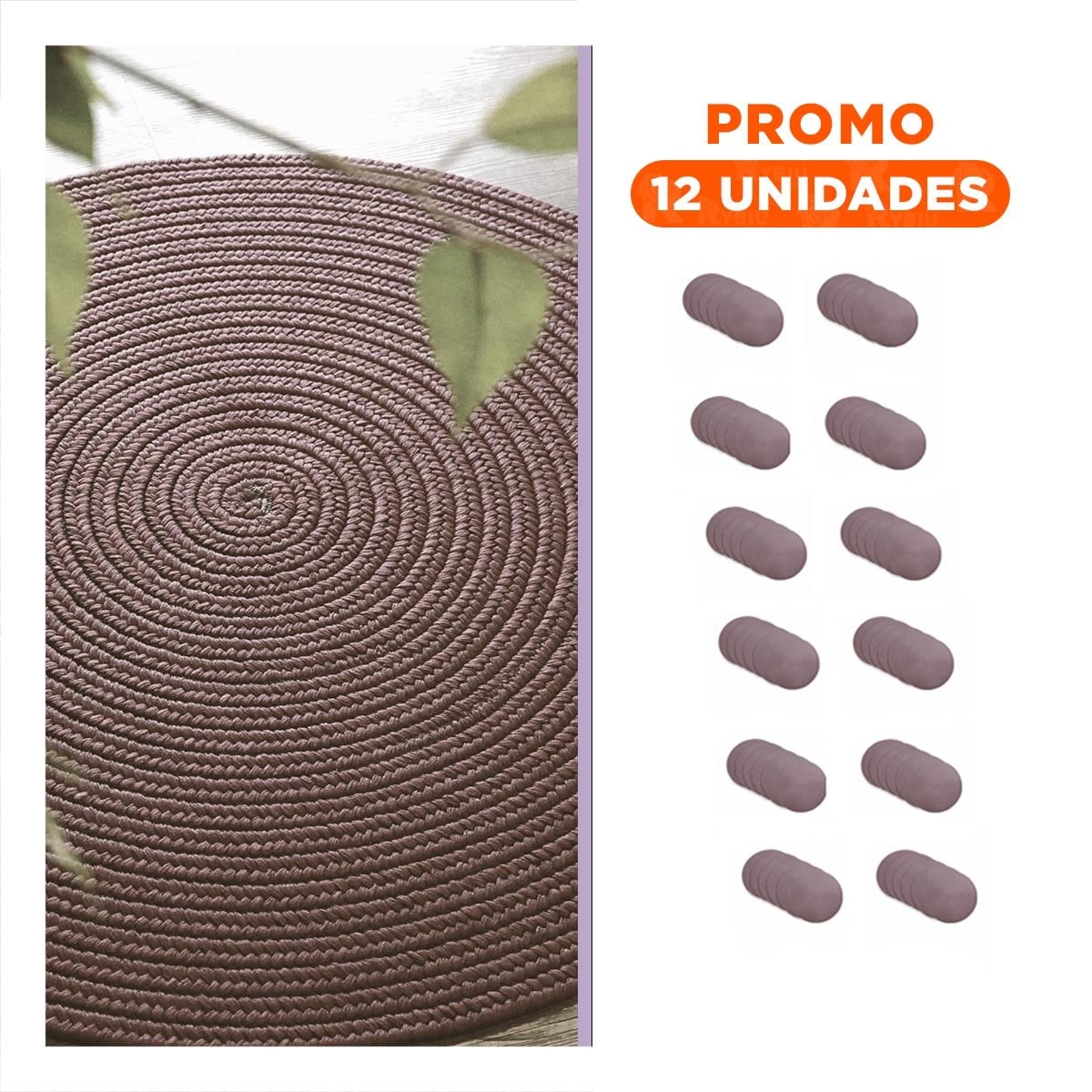 PACK12 CUBREMESA CIRCULAR BOHO MORADO PARA DECORACION DEL HOGAR Y+REGALO STICKER - 1