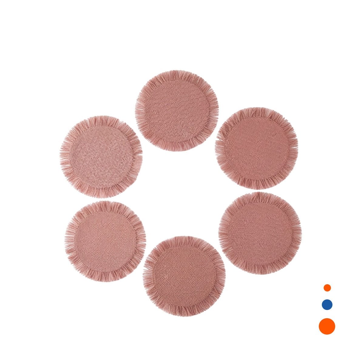 BASES TEJIDAS CIRCULARES EN COLOR ROSADO CON FLECOS SET DE 6 PIEZAS Y+REGALO STICKER - 3