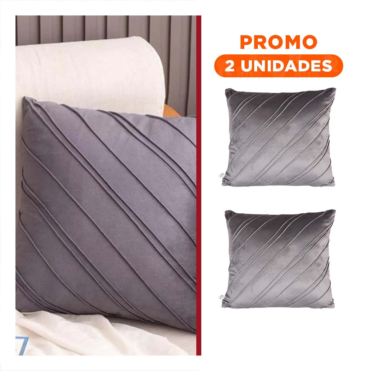 PACK2 FUNDA DE TERCIOPELO PLOMO INTERMEDIO QUE INTEGRA RAYAS DIAGONALES - 1