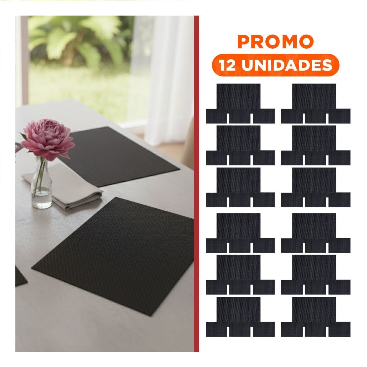 PACK12 COMPLEMENTO DE MESA RECTANGULAR 4 PIEZAS PARA COMEDOR Y+REGALO STICKER - 1