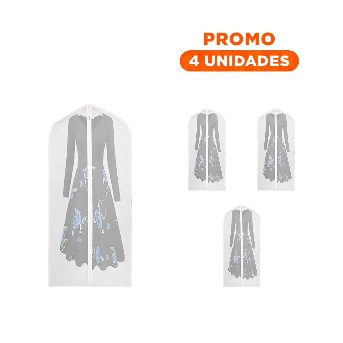 PACK4 COBERTURA ORGANIZADORA DE ROPA 60X140CM BLANCO TRANSPARENTE USO DIARIO Y+REGALO STICKER - 1