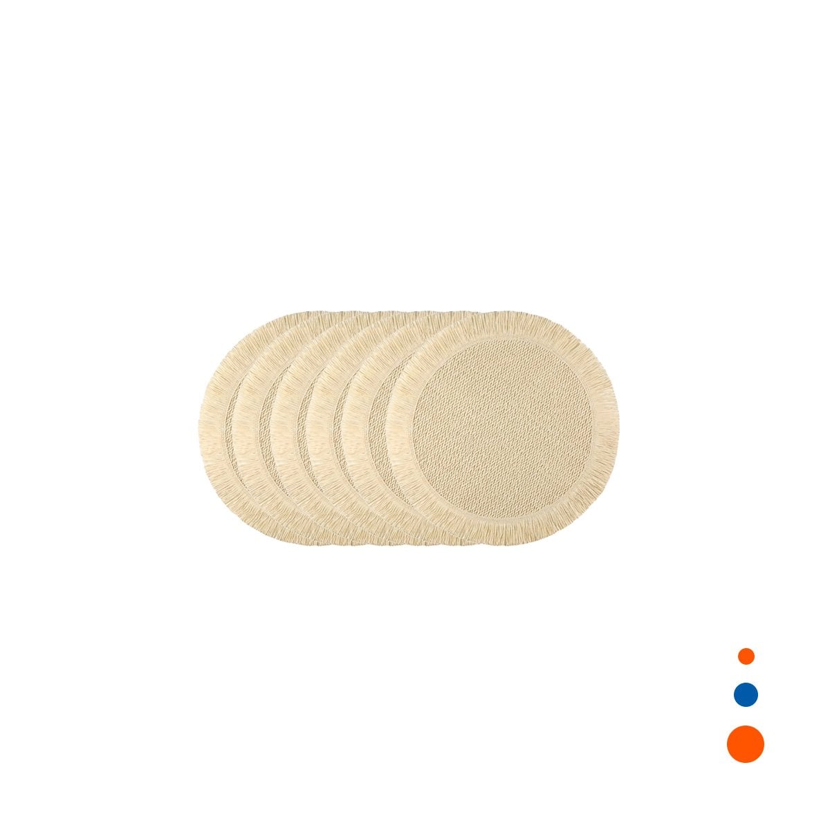 BASES TEJIDAS CIRCULARES EN COLOR BEIGE CON FLECOS SET DE 6 PIEZAS Y+REGALO STICKER - 3