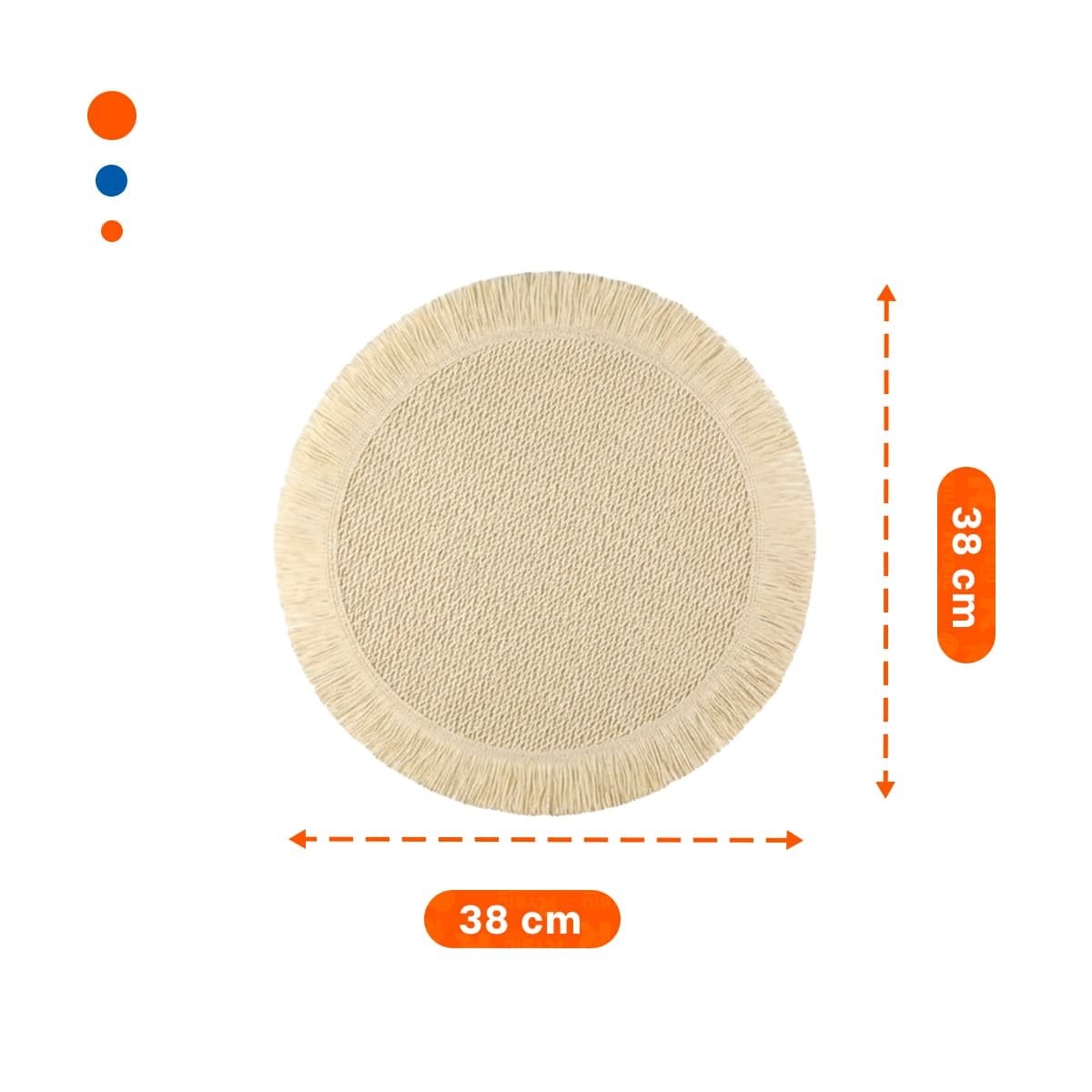 BASES TEJIDAS CIRCULARES EN COLOR BEIGE CON FLECOS SET DE 6 PIEZAS Y+REGALO STICKER - 4