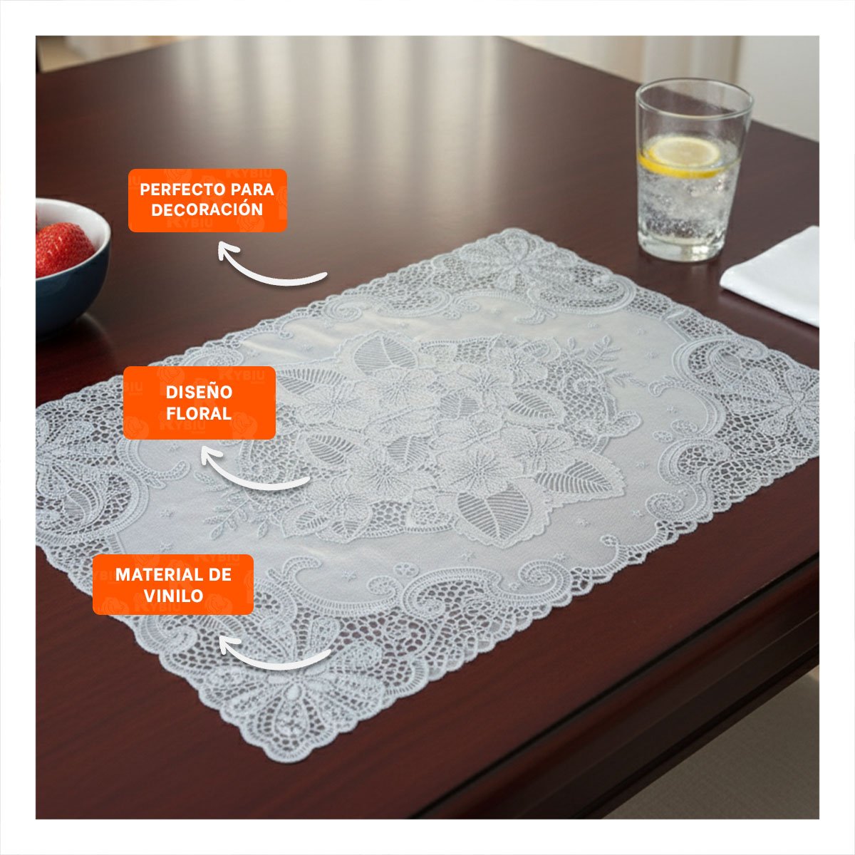 TAPETE SOFISTICADO PLATEADO CON FLORES PARA MESA NAVIDENA Y+REGALO STICKER - 5