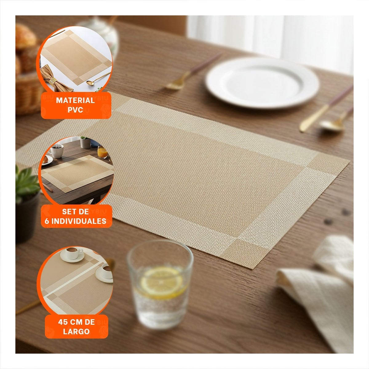 PACK4 ELEMENTO FUNCIONAL DORADO RECTANGULAR 30X45 CM PARA USO DIARIO - 5