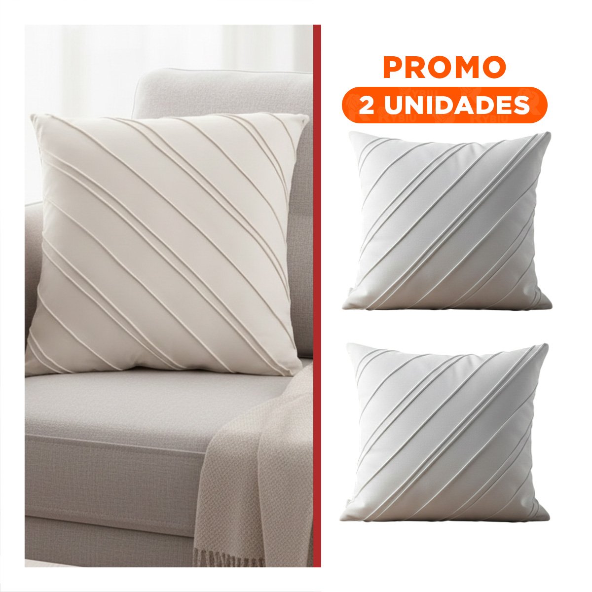 PACK2 PROTECTOR BLANCO TERCIOPELO RAYAS DIAGONALES 45CM SUAVE Y FUNCIONAL SALA - 1