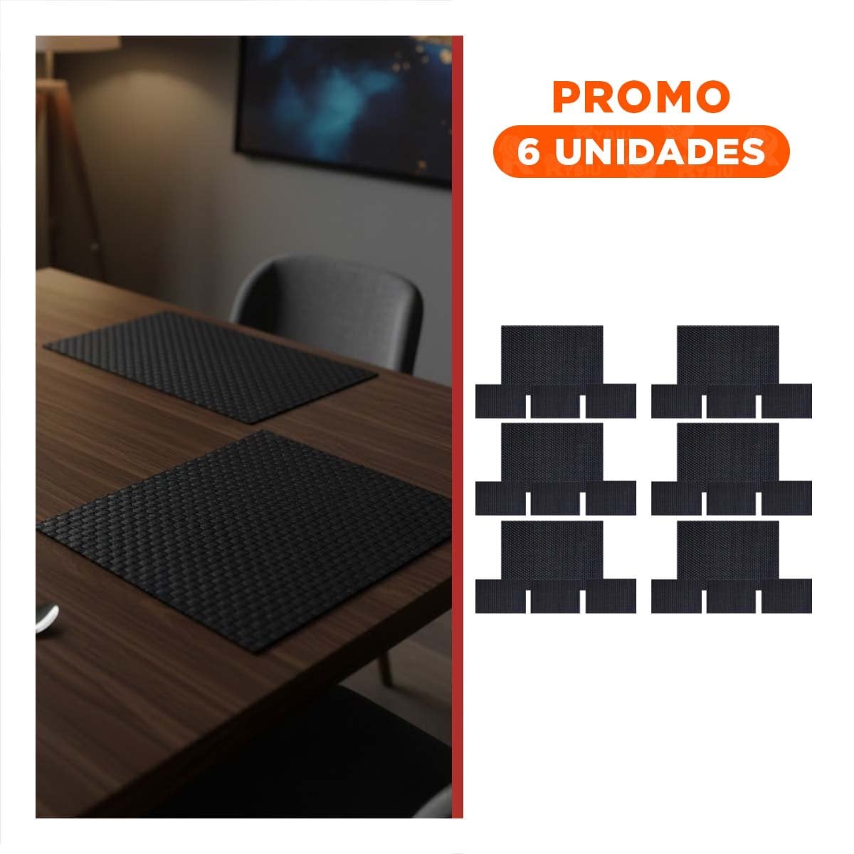 PACK6 OPCION DECORATIVA DE MESA RECTANGULAR 4 PIEZAS PARA USO DIARIO - 1