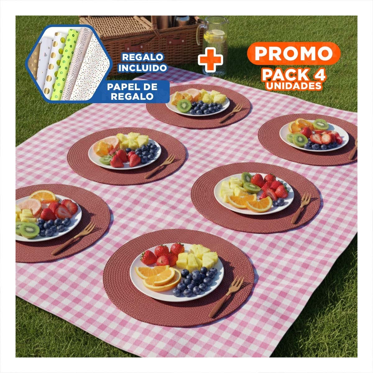 PACK4 INDIVIDUAL PARA SUPERFICIE DE MESA CIRCULAR EN ROJO MINI OJITAS Y+PAPEL REGALO - 1