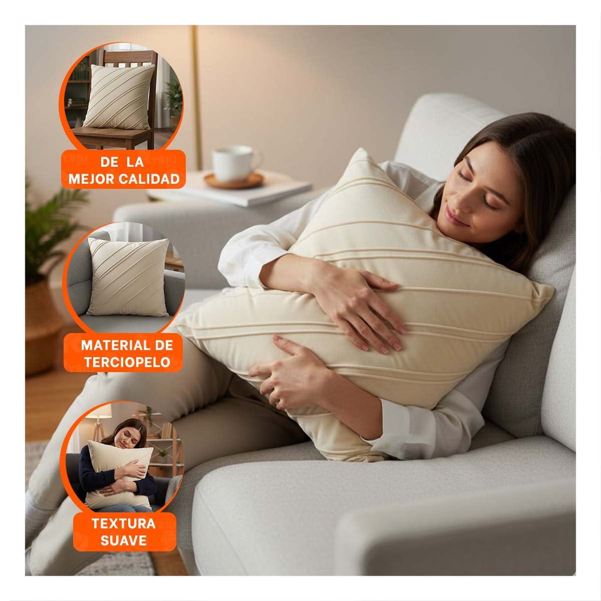 PACK6 CAPA DE TERCIOPELO CREMA QUE INTEGRA DIAGONALES CON FLUIDEZ VISUAL DE 45CM - 5