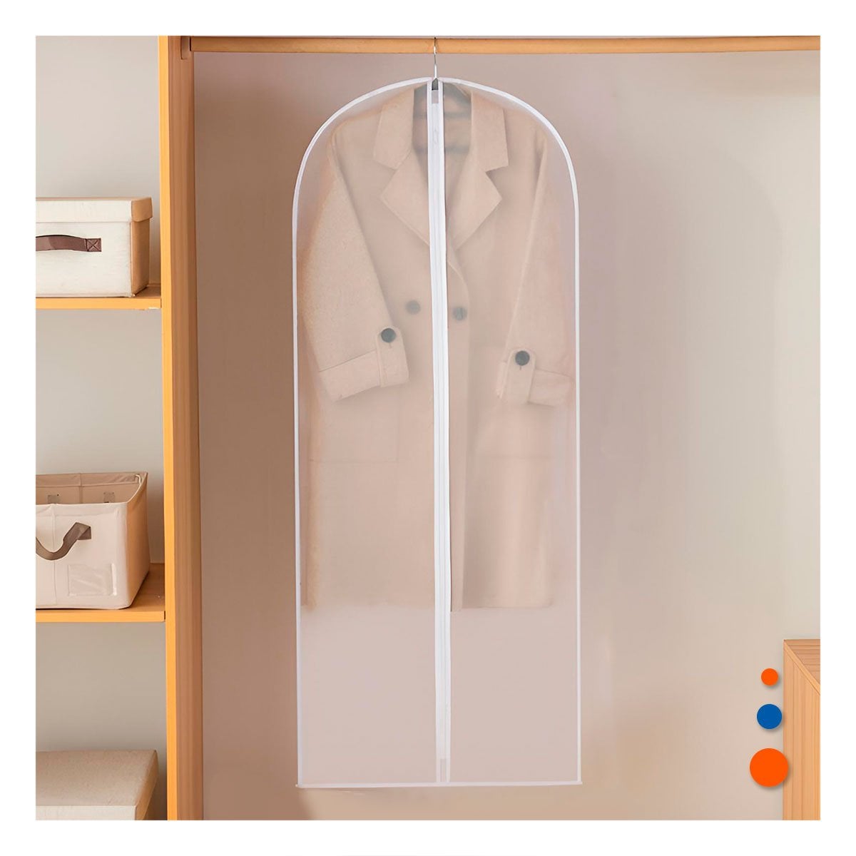 COBERTOR COLGANTE DE ROPA 60X140CM BLANCO TRANSPARENTE PROTEGE PRENDAS Y+PAPEL REGALO - 2