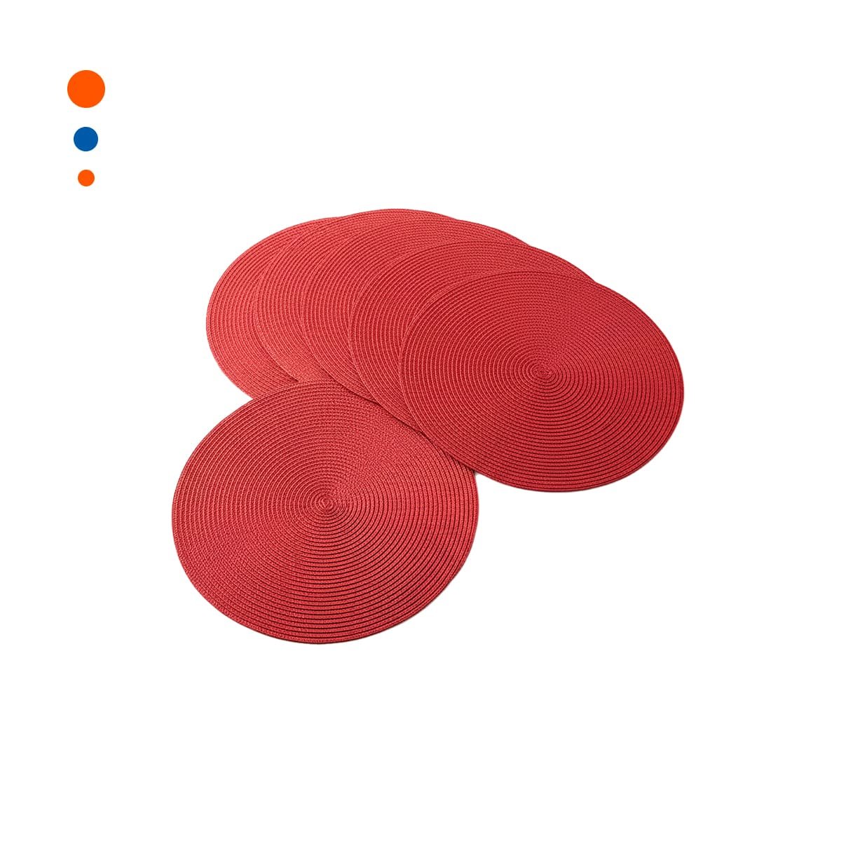 PACK2 INDIVIDUAL DE MESA CIRCULAR ROJO PAJITA BRILLOSO DE DIMENSIONES 38X38CM Y+REGALO STICKER - 2
