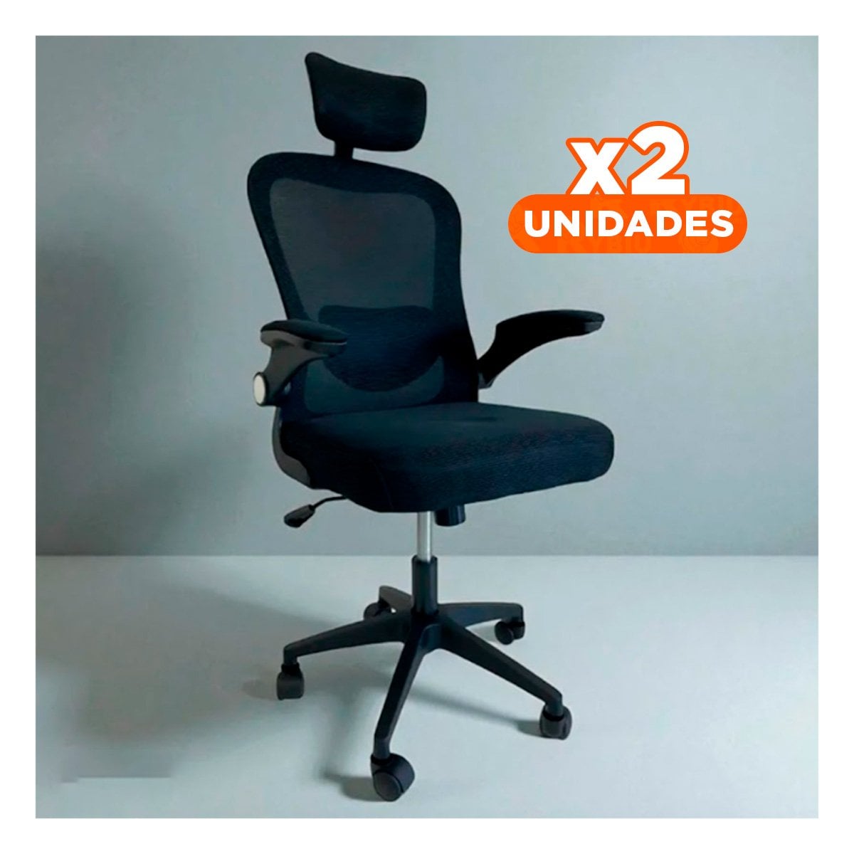 PACK2 SILLON DE TRABAJO PARA OFICINA EN CASA Y EMPRESA NEGRO Y+REGALO STICKER - 1