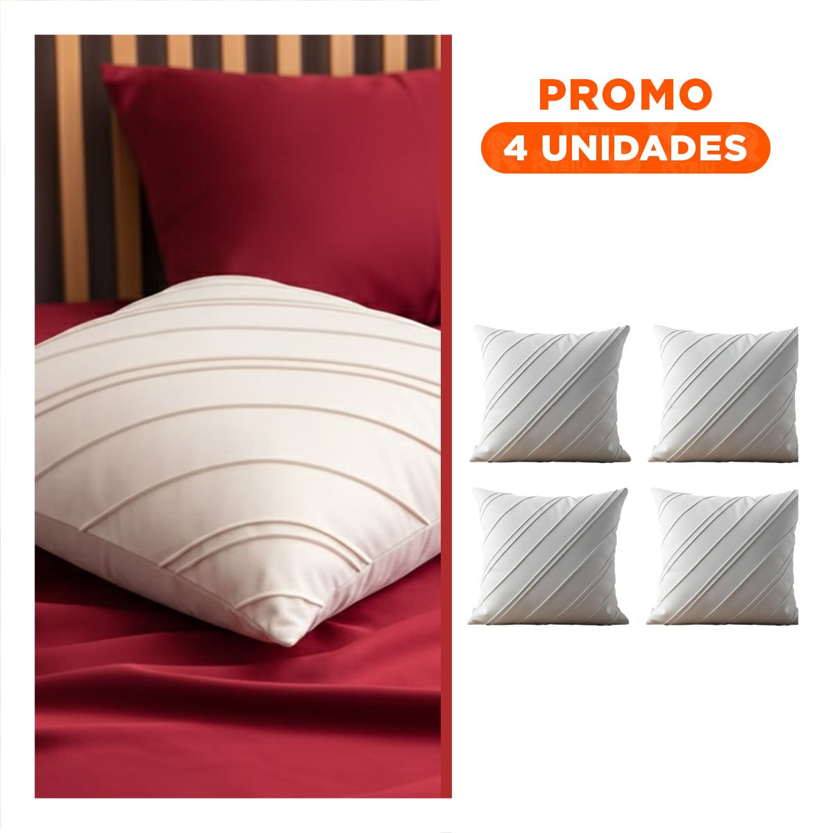 PACK4 CUBRECOJIN TERCIOPELO RAYAS DIAGONALES BLANCO 45CM SUAVE Y COMODO Y+REGALO STICKER - 1